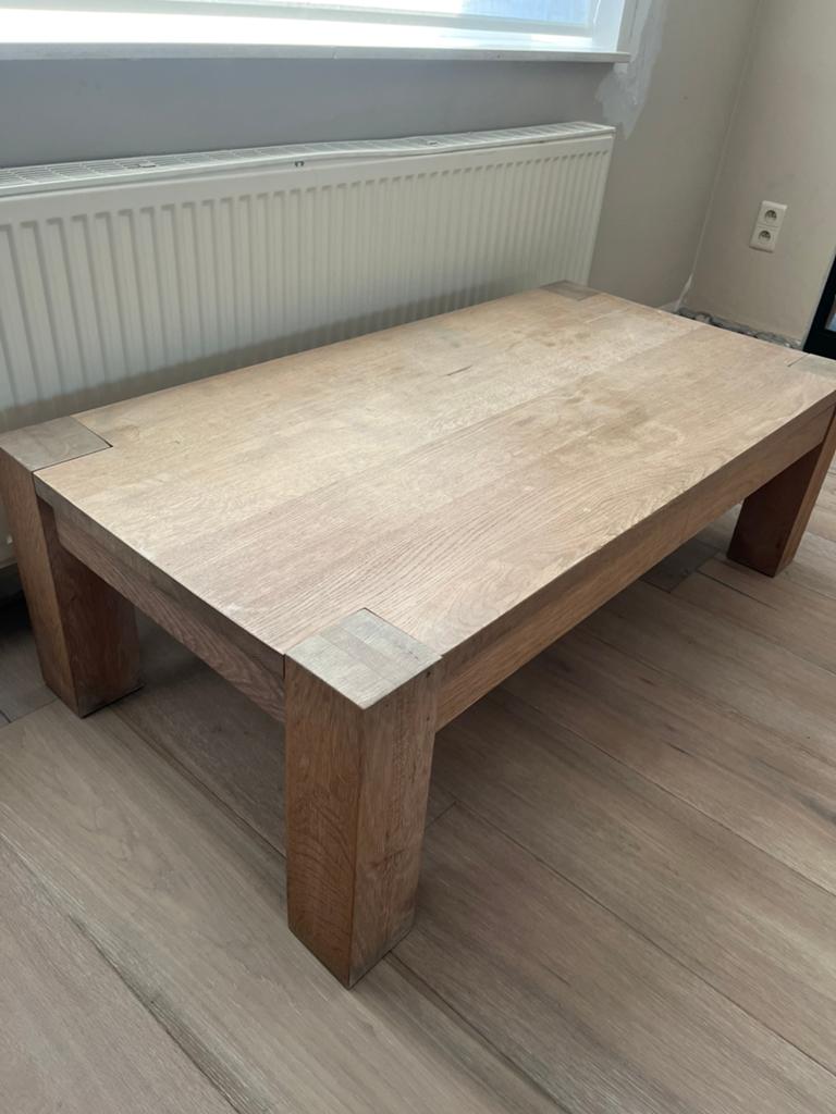 Salontafel massief eik, Ophalen, Gebruikt, 100 tot 150 cm, Eikenhout