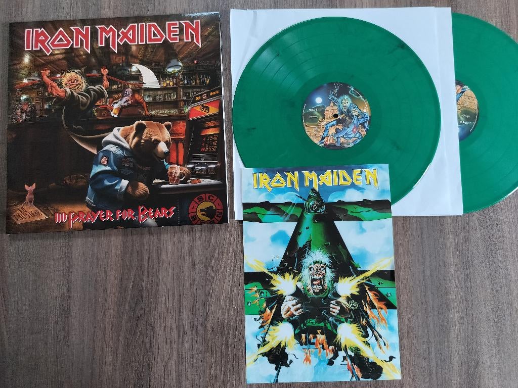 IRON MAIDEN - NO PRAYER FOR BEARS - 2 lp GROEN vinyl, Cd's en Dvd's, Vinyl | Hardrock en Metal, Inclusief poster, Ophalen of Verzenden
