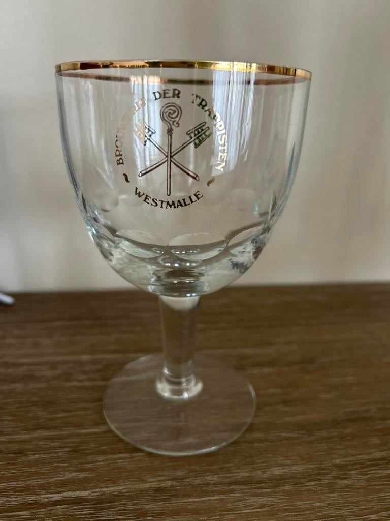 Set van 4 originele Westmalle trappistenbierglazen, Ophalen, Zo goed als nieuw