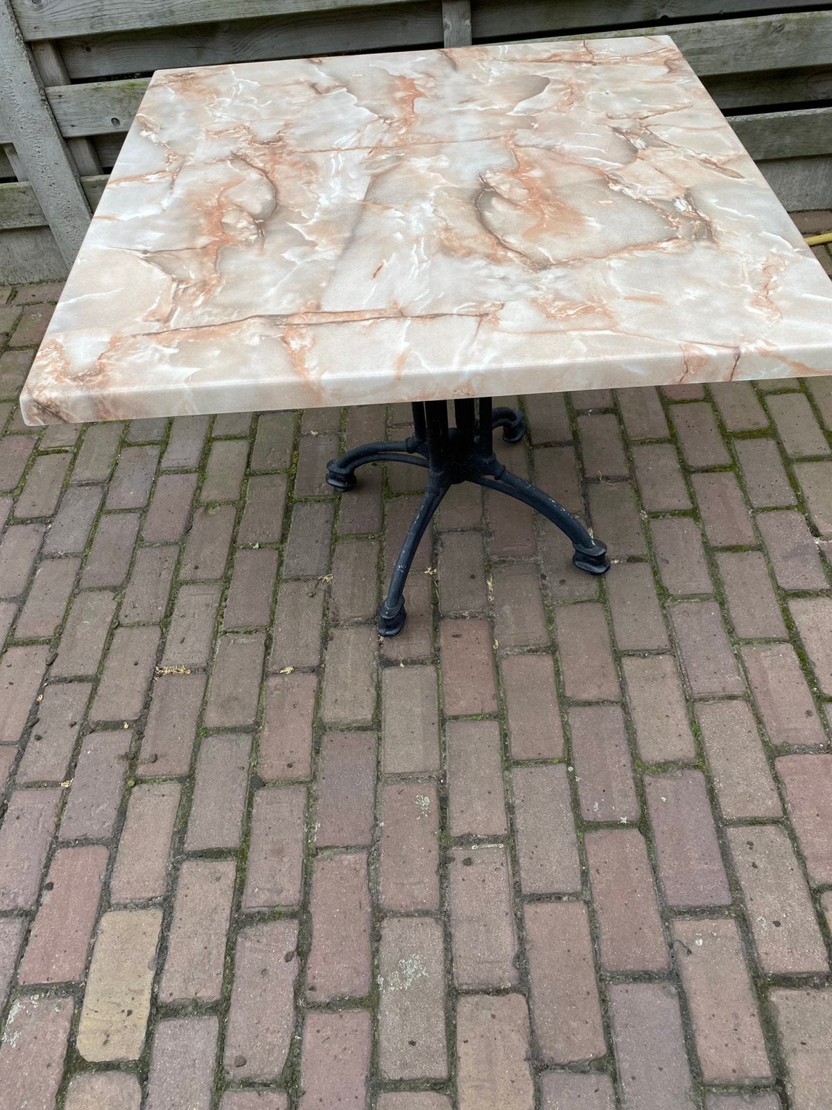 Tuintafel aluminium met werzalit blad 80x80, Tuin en Terras, Tuintafels, Ophalen, Gebruikt, Aluminium