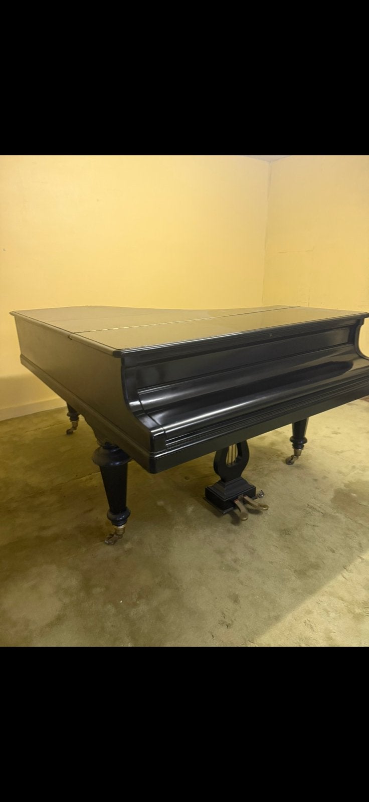Antieke vleugelpiano Henri Herz, Muziek en Instrumenten, Gebruikt, Zwart, Ophalen of Verzenden, Hoogglans