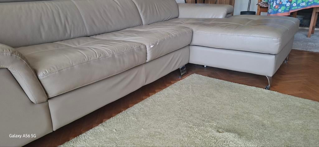 Canapé cuir beige à angle (droit) 255cm/165cm, Enlèvement