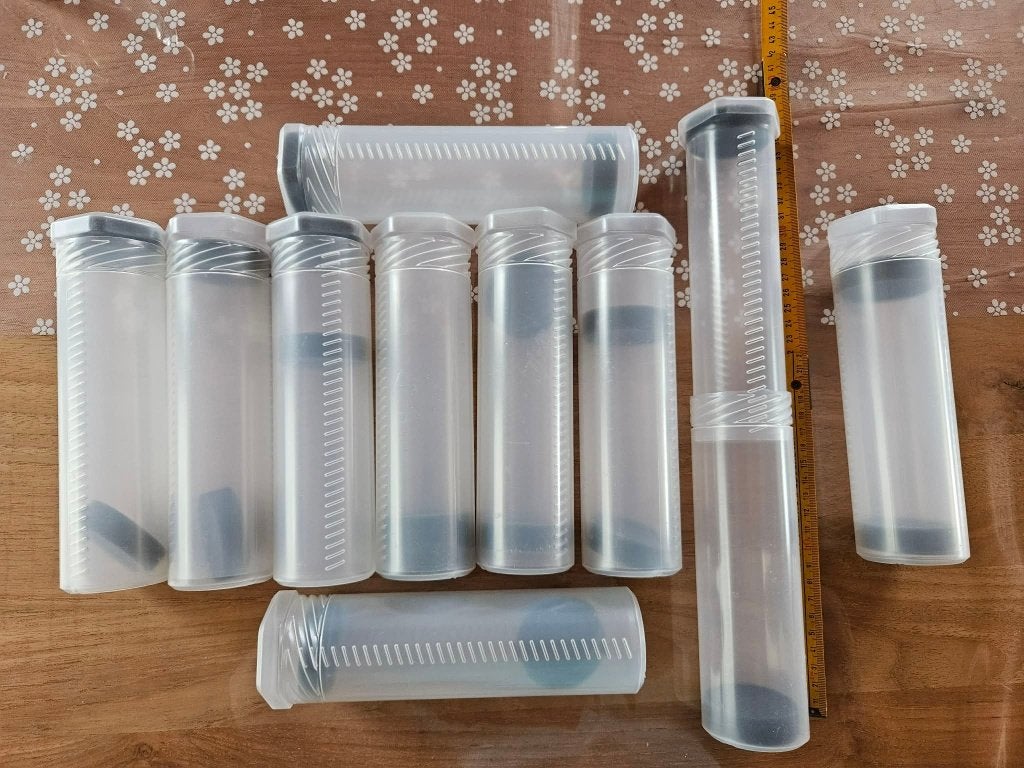 Lot 10 tubes en plastique pour rangement boîte box, Ophalen of Verzenden, Zo goed als nieuw, Kunststof
