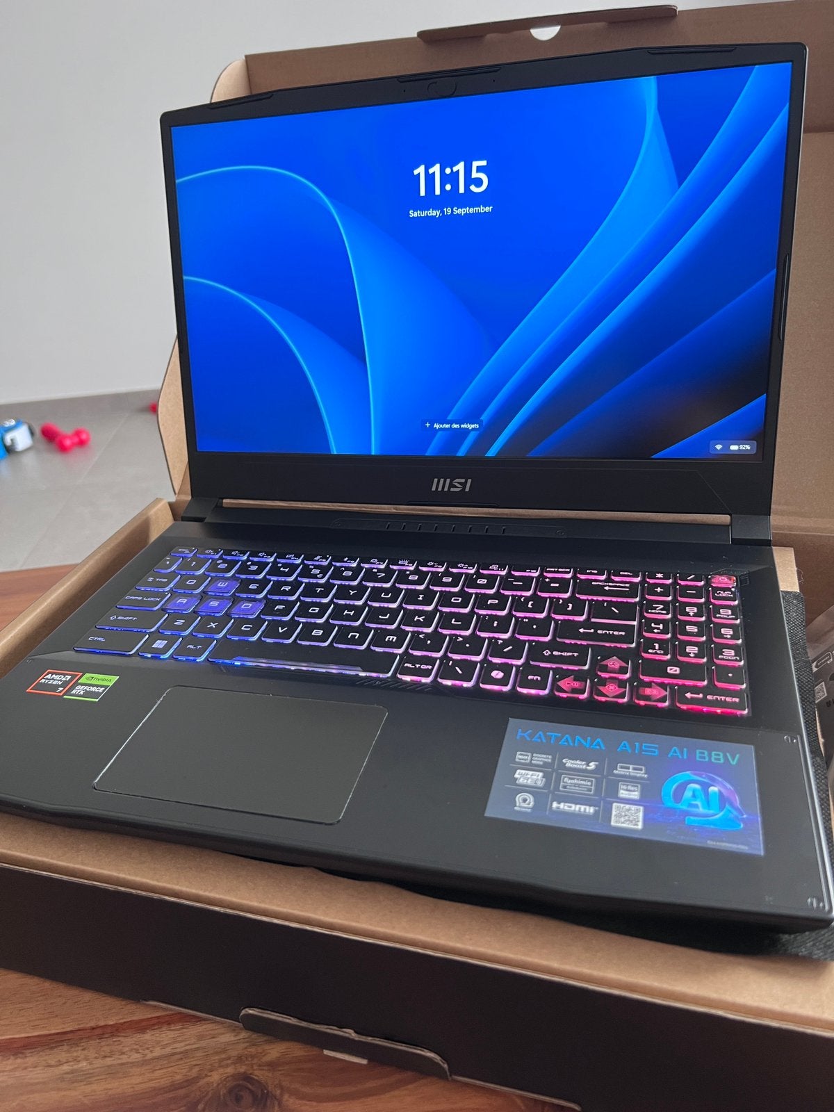 MSI KATANA 15 AI B8VG GAMING LAPTOP, Qwerty, Comme neuf, 4 Ghz ou plus, Enlèvement