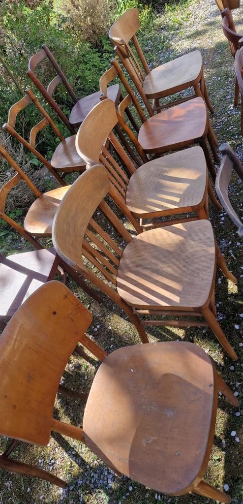 Set van 20 antieke bistrostoelen, Ophalen, Hout, Eén