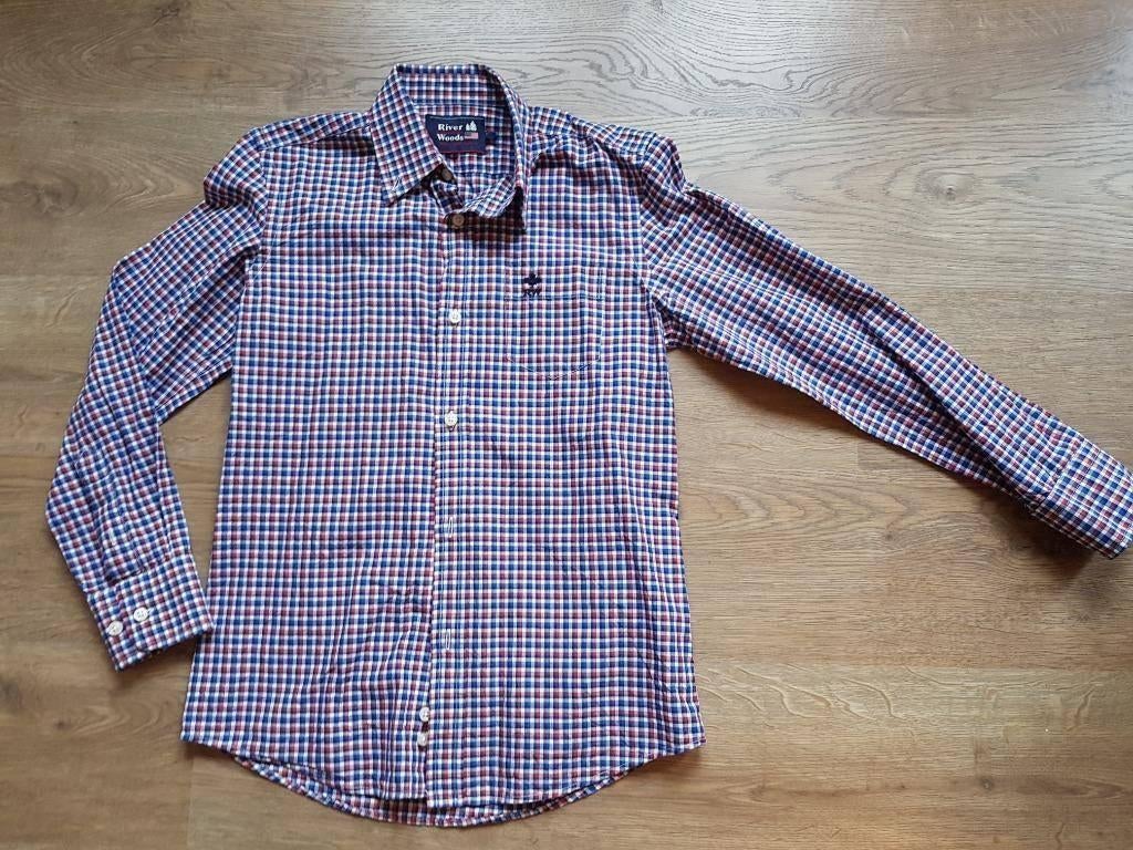 blauw rood geruit hemd River Woods maat 140, River Woods, Overhemd of Blouse, Ophalen of Verzenden, Zo goed als nieuw