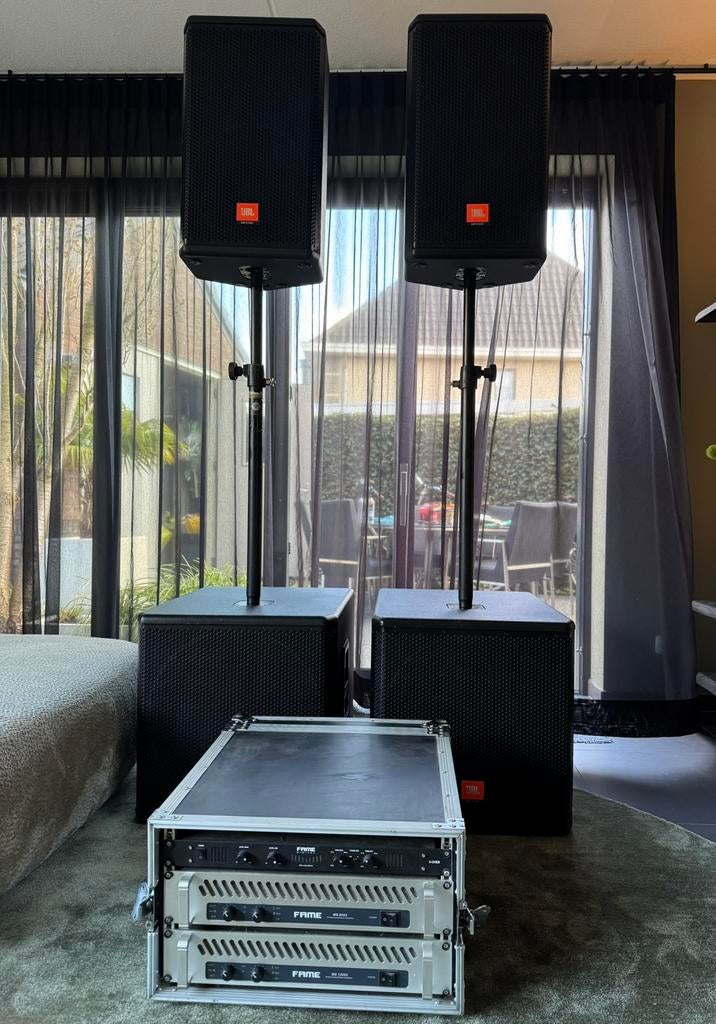 JBL PA set - MRX 518/MRX 512 inclusief versterkers partybox, Audio, Tv en Foto, Ophalen, Zo goed als nieuw, Subwoofer, JBL