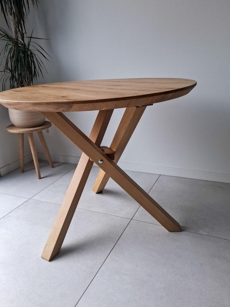 ronde massief eiken eettafel – Ø 90 cm, Huis en Inrichting, Tafels | Eettafels, Ophalen, Eikenhout