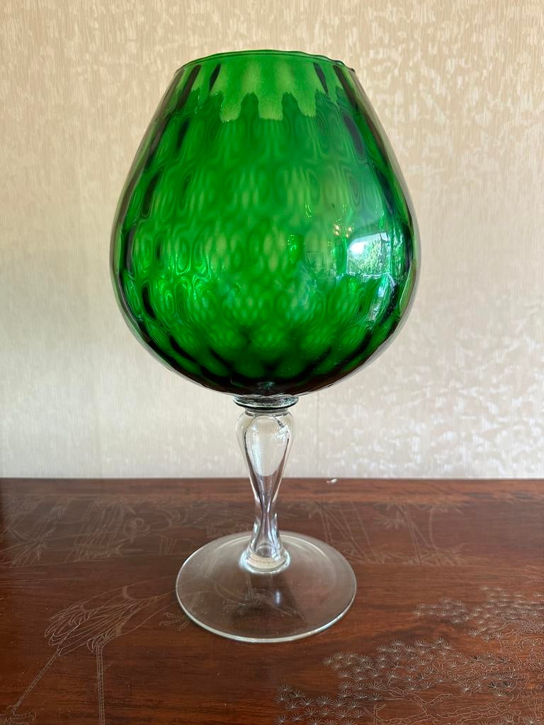 Vase Calice verre d'Empoli vert, Antiquités & Art, Antiquités | Verre & Cristal, Enlèvement