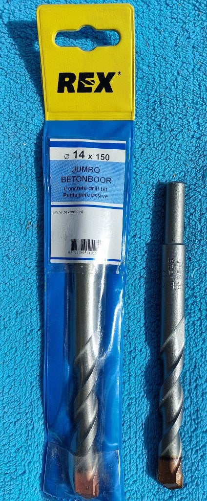 Jumbo betonboor 14x150mm - cilindrische schacht (geen SDS)., Doe-het-zelf en Bouw, Gereedschap | Boormachines, Ophalen of Verzenden