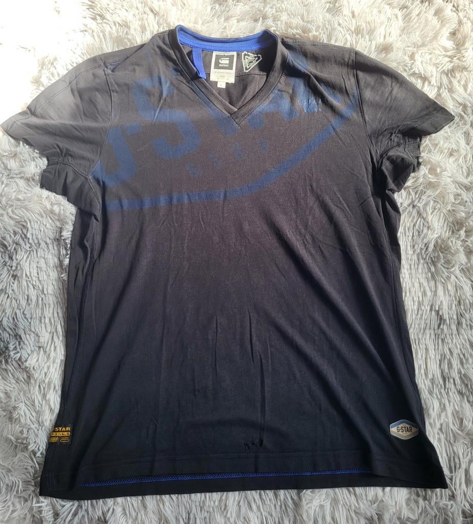 G-Star RAW T-shirt met grafische print met V-hals - Slim Fit, G-Star Raw, Maat 48/50 (M), Zwart, Ophalen of Verzenden