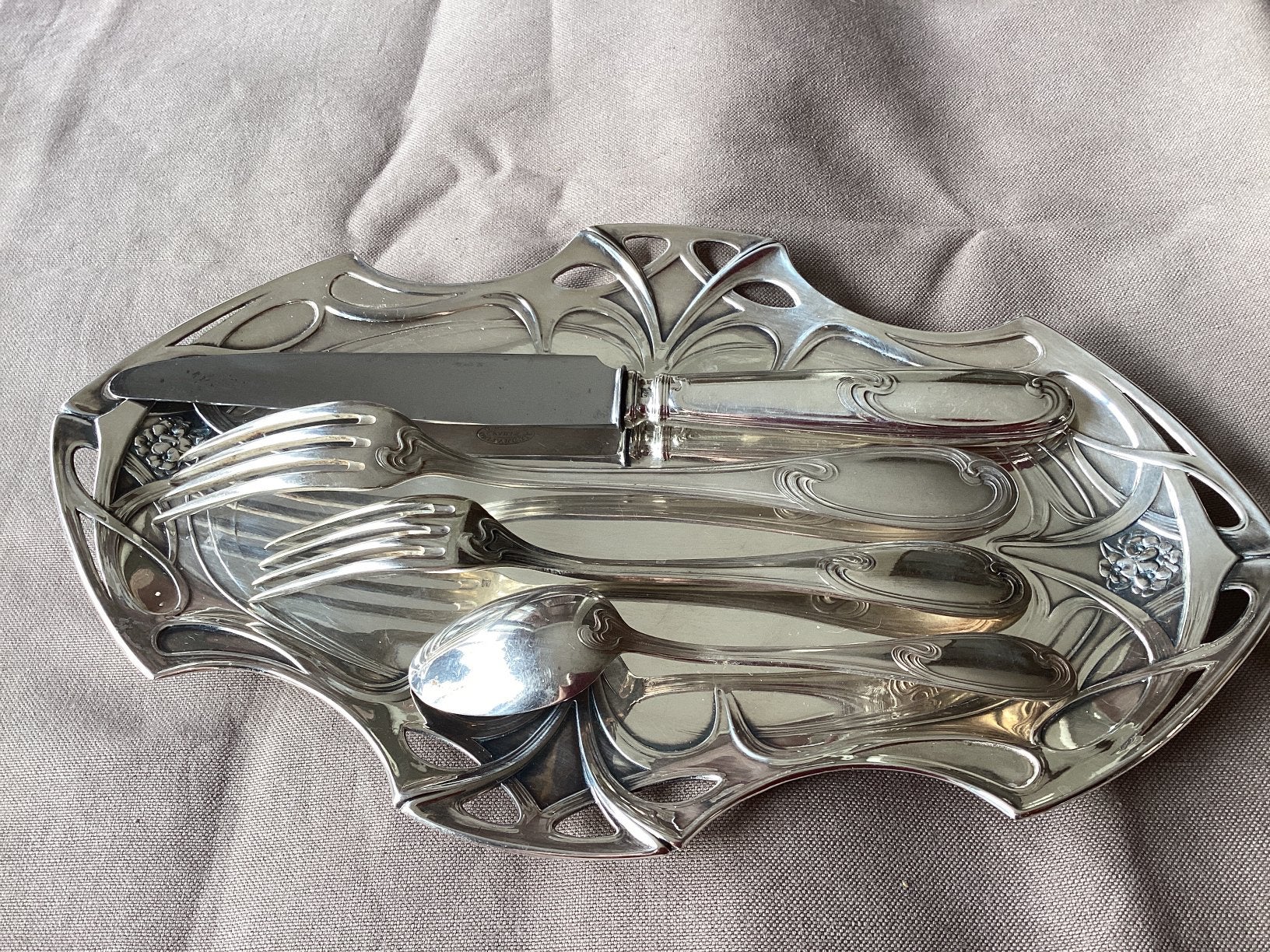 Bestek verzilverd Ercuis, Antiek en Kunst, Ophalen, Zilver