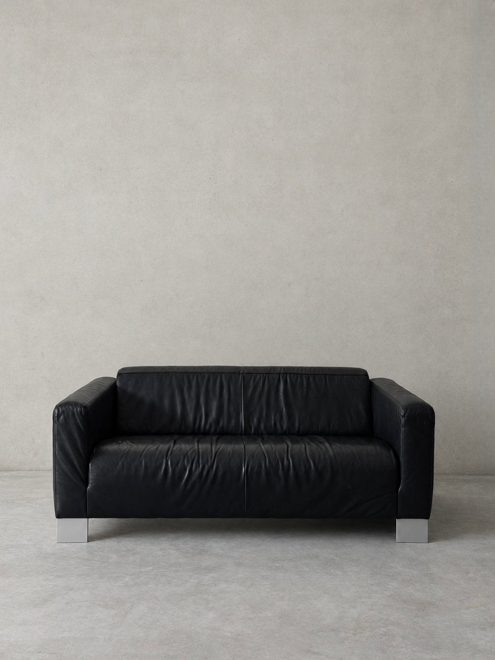 Vintage bauhaus zwart lederen zetel, Enlèvement, Comme neuf, Cuir