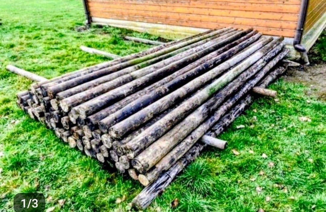Zeer stevige Houten ronde weide palen 8/10, Ophalen