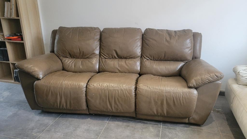 Canapé Vintage Brun - 3 places - Relax, Enlèvement, Utilisé, Cuir, Vintage