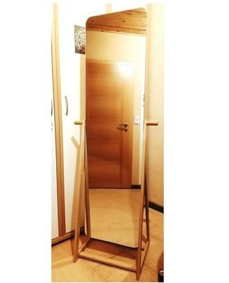 Grand miroir sur pied pivotant en bambou – 160 x 40 cm, Enlèvement, Comme neuf