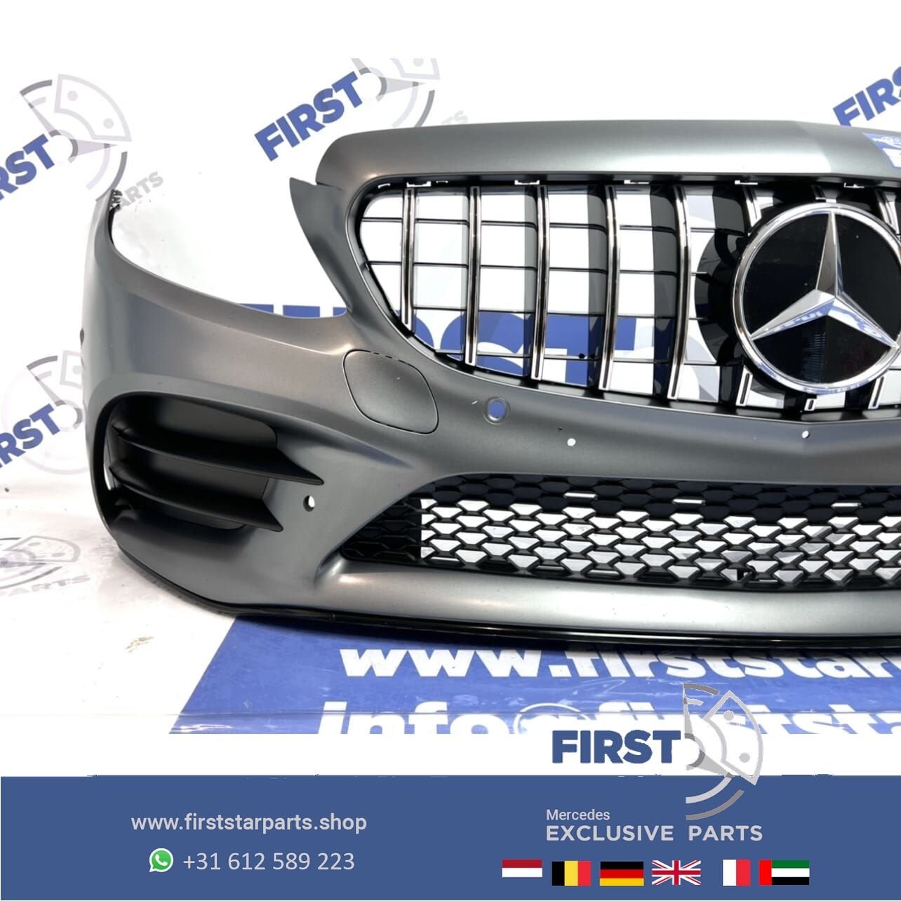 W205 FACELIFT AMG LINE VOORBUMPER Mercedes C Klasse 2014-202, Gebruikt, -, Voor, Ophalen of Verzenden