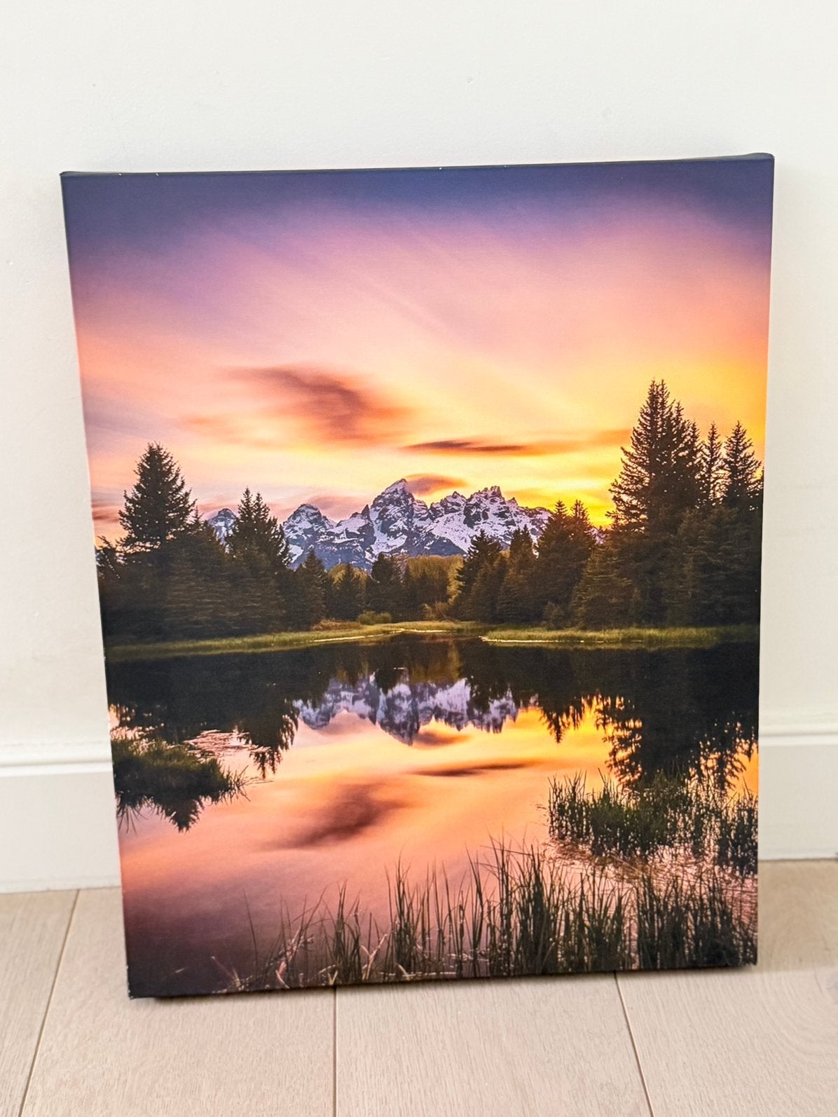 Fotocanvas van een berglandschap bij zonsondergang, Enlèvement, Comme neuf