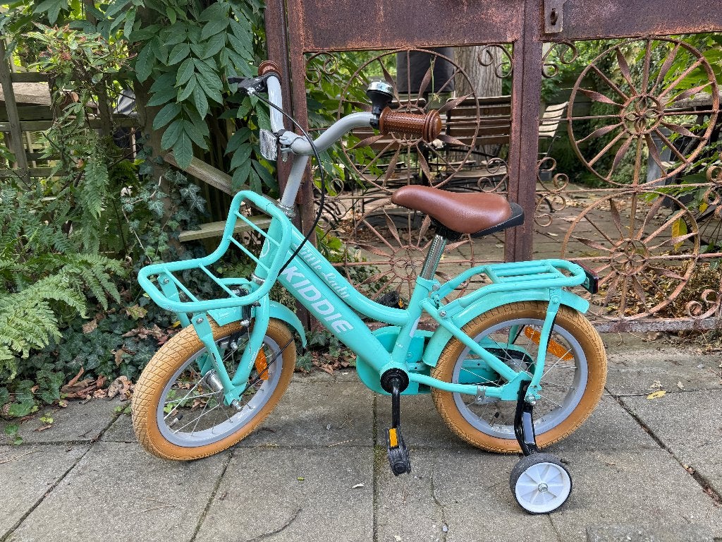 Kiddie 14 inch meisjesfiets met zijwieltjes + terugtraprem, Ophalen, Terugtraprem, Zijwieltjes, Kiddie