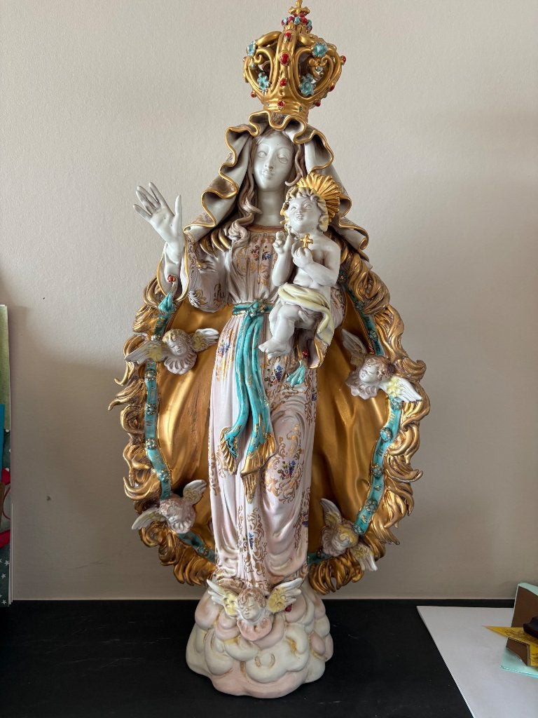 Mariabeeld Madonna met kind en engeltjes, Antiek en Kunst, Ophalen