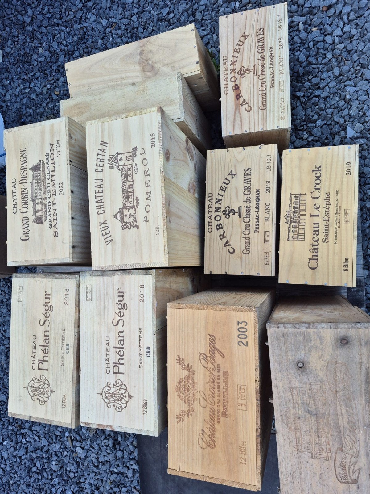 set houten wijnkisten, Ophalen