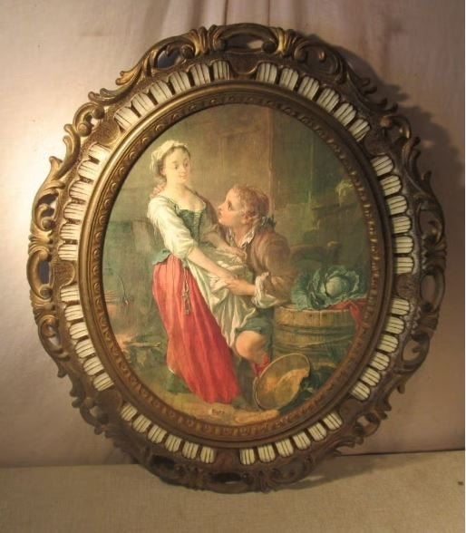 Joli cadre baroque ovale rétro - 66x56/49x39, Enlèvement ou Envoi, Comme neuf, Avec système de suspension