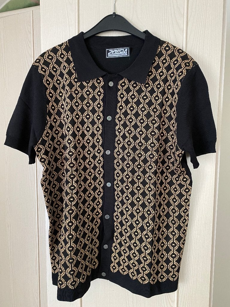 herenpolo zwart/beige vintage look maat XL, Kleding | Heren, Polo's, Andere, Zwart, Ophalen of Verzenden, Maat 56/58 (XL)