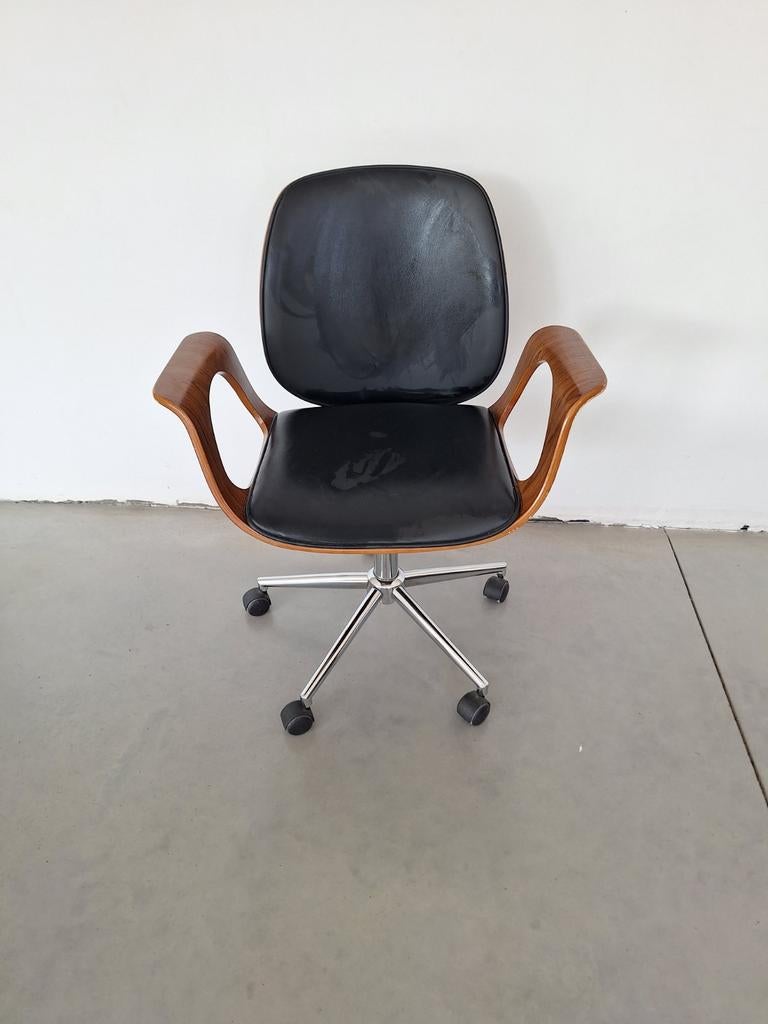Bureaustoel vintage design walnoot, Enlèvement, Noir, Chaise de bureau