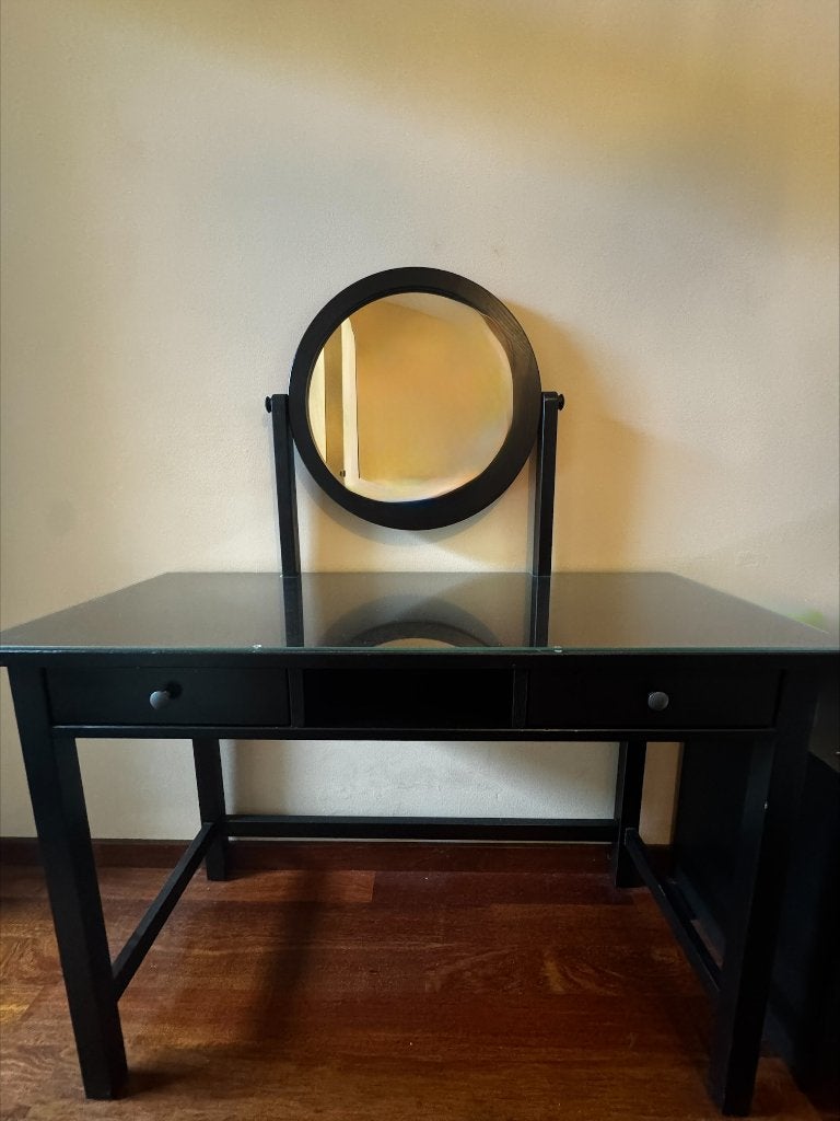 coiffeuse en bois noir pour chambre, Enlèvement, Utilisé, 100 à 150 cm, Bois