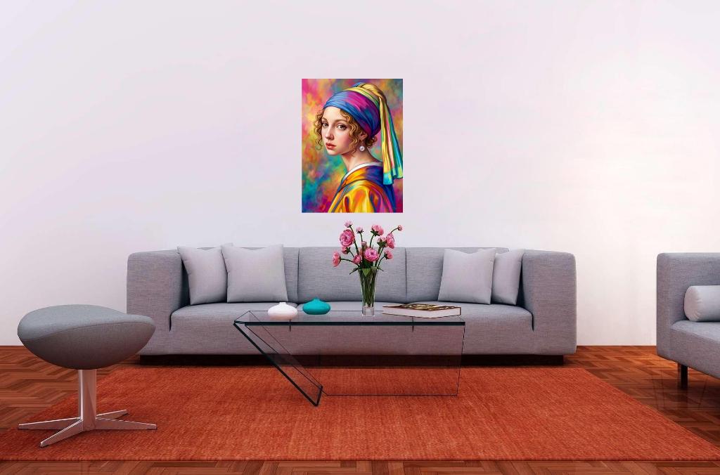 Canvasframe „Het meisje met de parel” Johannes Vermeer, Antiek en Kunst, Verzenden