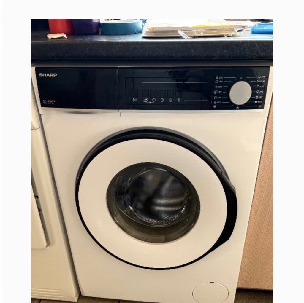 Wasmachine Sharp ES-NFB814BWNA-CB, Elektronische apparatuur, 8 tot 10 kg, Ophalen, Gebruikt