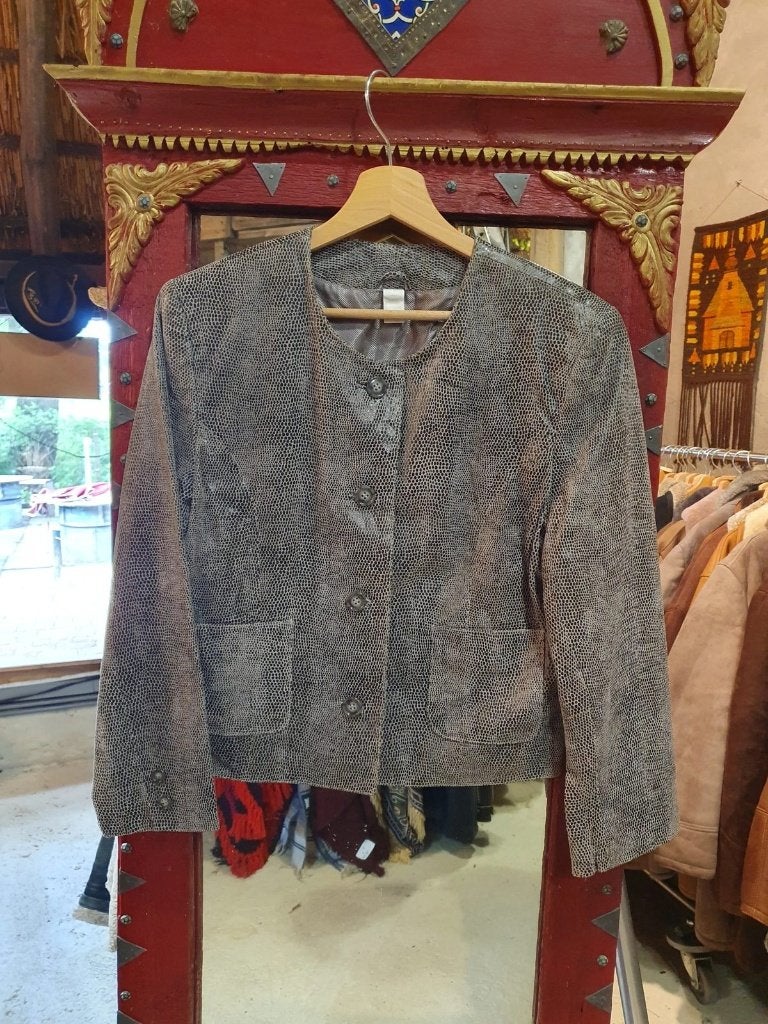 Lederen Beige/Zwarte Dames Jas, echt leer - Maat 38, Enlèvement ou Envoi, Beige, Comme neuf, Taille 38/40 (M)