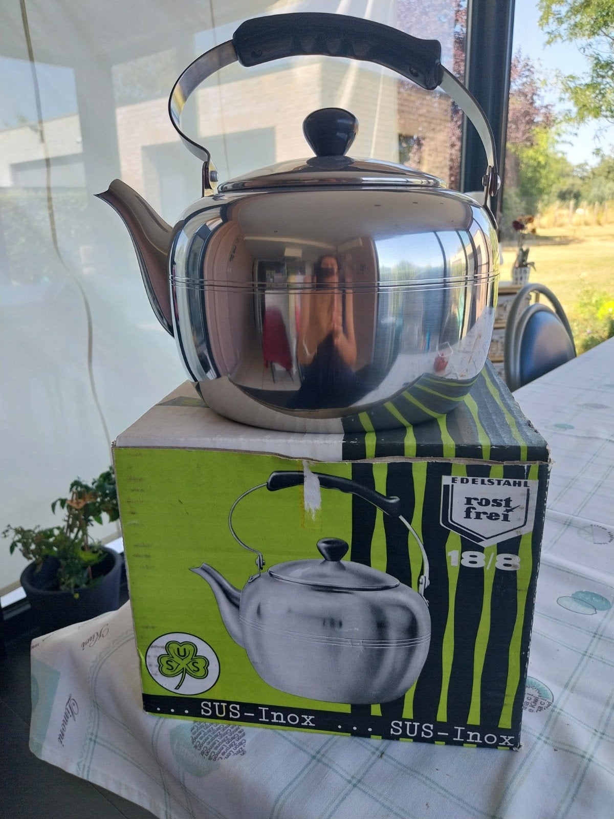 Vintage RVS Fluitketel SUS-Inox (18/8) – Met Originele Doos!, Huis en Inrichting, Ophalen, Nieuw, Inox