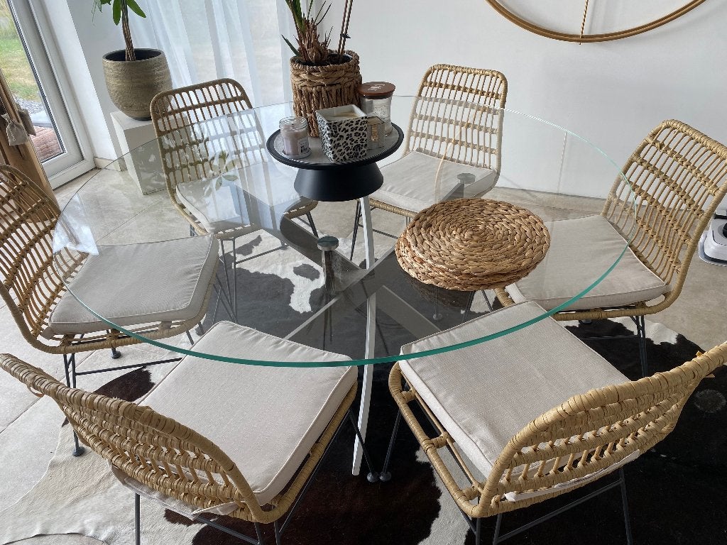 6 chaises en rotin synthétique avec coussins, Jardin & Terrasse, Enlèvement, Utilisé, Rotin