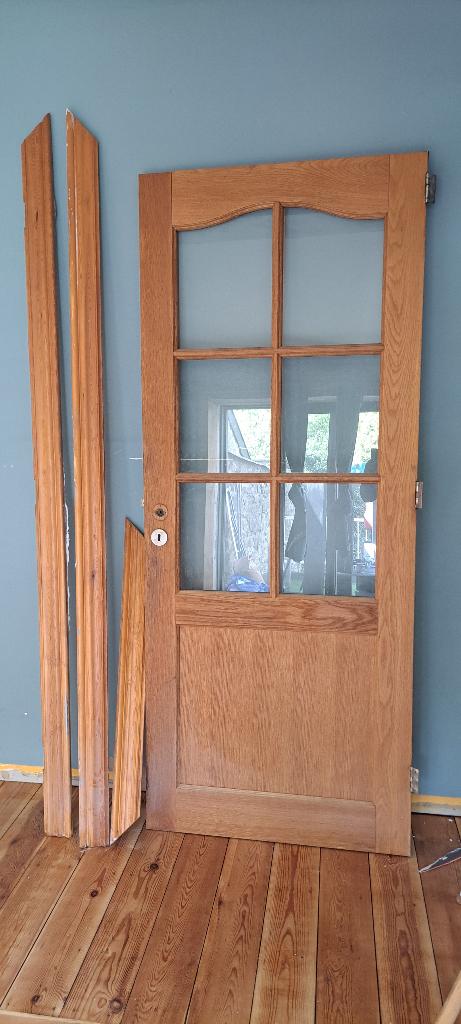 Porte en chêne vitrée, Bricolage & Construction, 160 cm ou plus, Enlèvement, Utilisé, Autres types