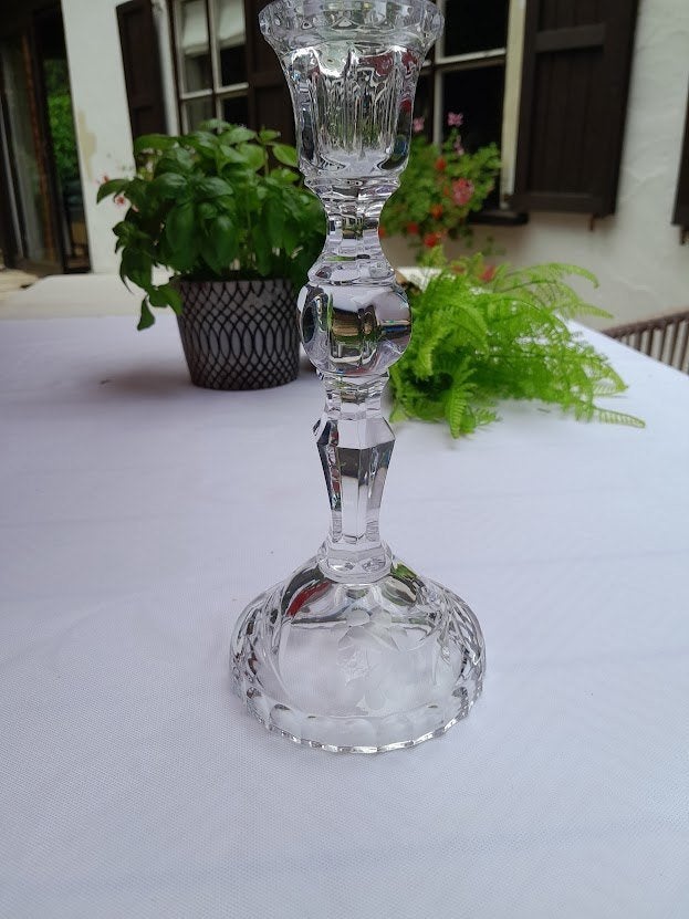 Grand bougeoir en cristal taillé à la main, Enlèvement ou Envoi