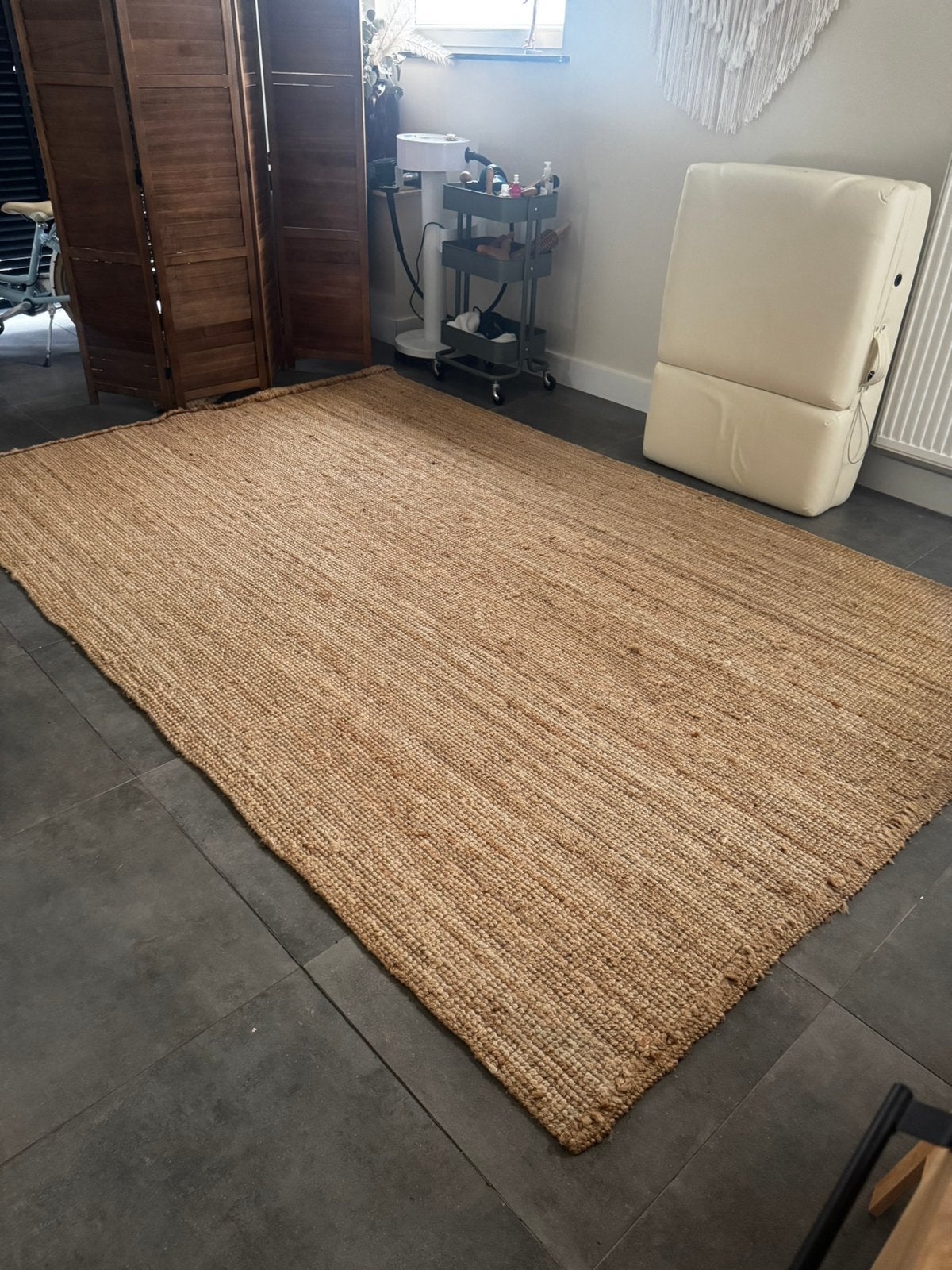 Tapis en tissu plat, naturel, Maison & Meubles, Ameublement | Tapis & Moquettes, 200 cm ou plus, 200 cm ou plus, Beige, Enlèvement