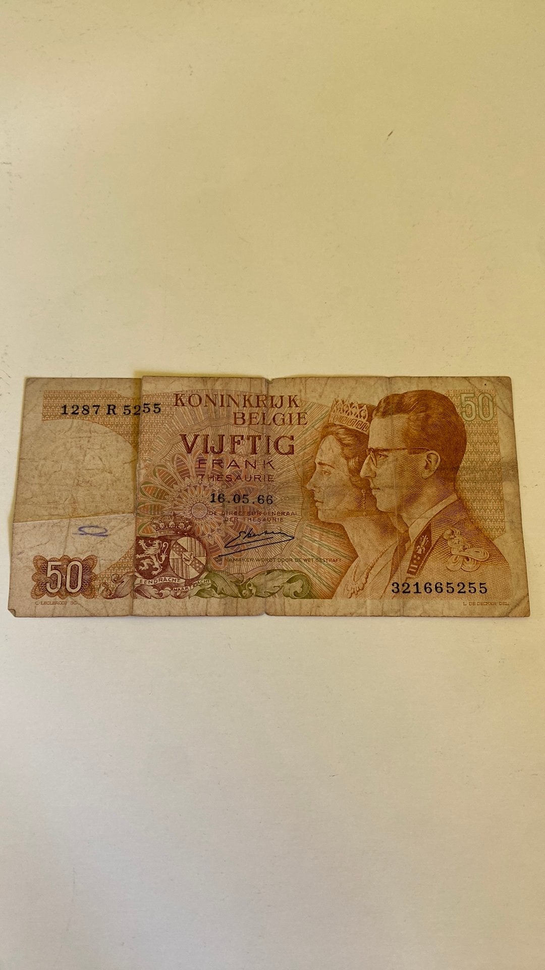 50 BEF, Ophalen, 50 gulden, Los biljet