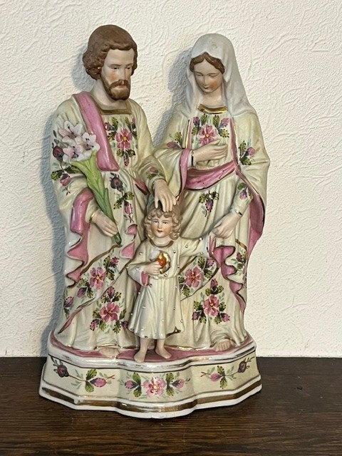 Oude polychrome biscuit Heilige Familie, Ophalen