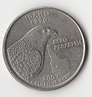 ¼ dollar « Quartier de Washington » de l'Idaho 2007-1890, Enlèvement, Amérique du Nord, Monnaie en vrac