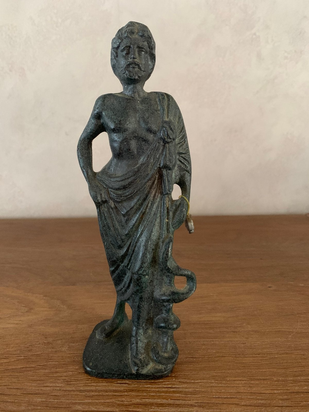 Bronzen beeldje van de Griekse God Asclepius., Ophalen, Zo goed als nieuw