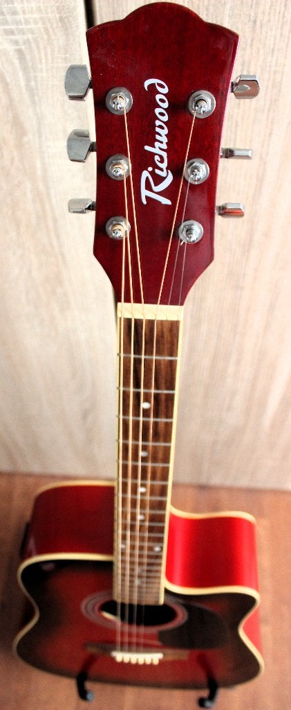 GUITARE SEMI-ACOUSTIQUE RICHWOOD RD12CES + GIGBAG + SUPPORT, Musique & Instruments, Enlèvement, Comme neuf, Guitare Western ou Guitare Folk