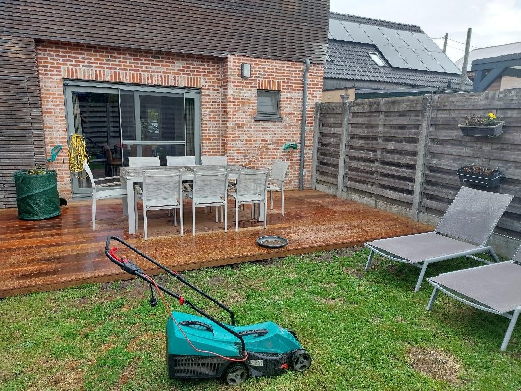 Tuintafel met 8 stoelen, Ophalen, Gebruikt, Rechthoekig, Hout