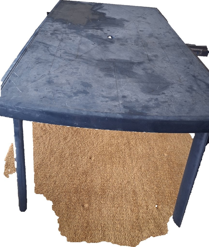 Tuintafel en 4 stoelen- blauw, Tuin en Terras, Ophalen, Gebruikt, Rechthoekig, Kunststof