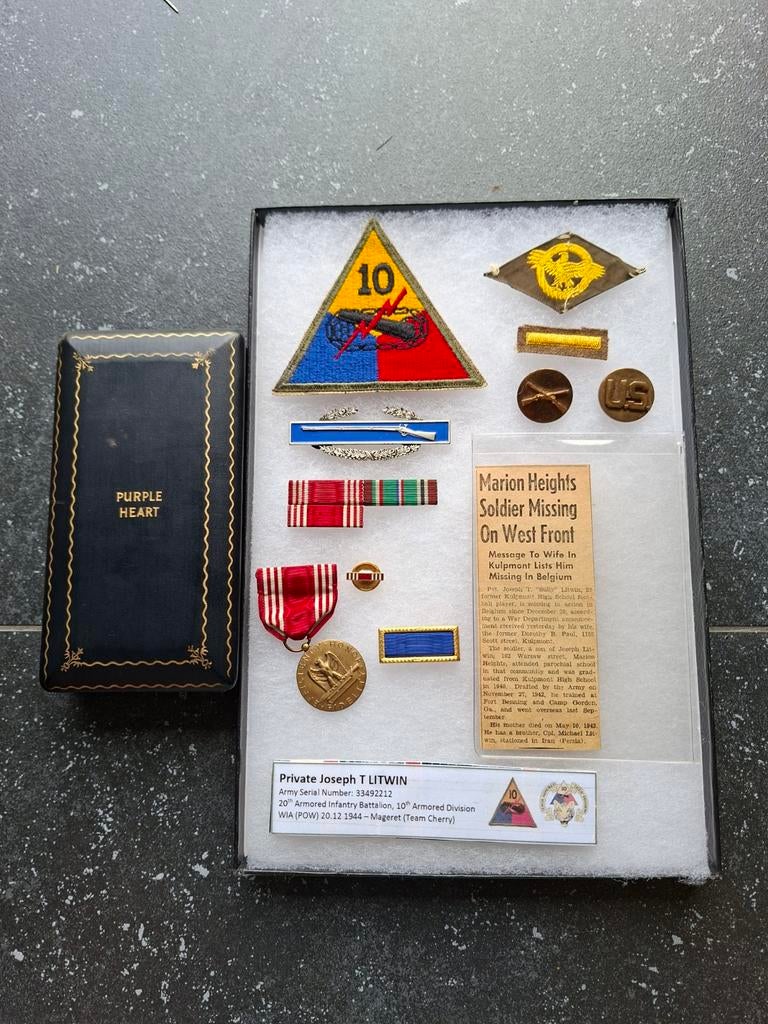 WW2 US Purple Heart Grouping - POW Battle of the Bulge - 10t, Verzamelen, Ophalen of Verzenden