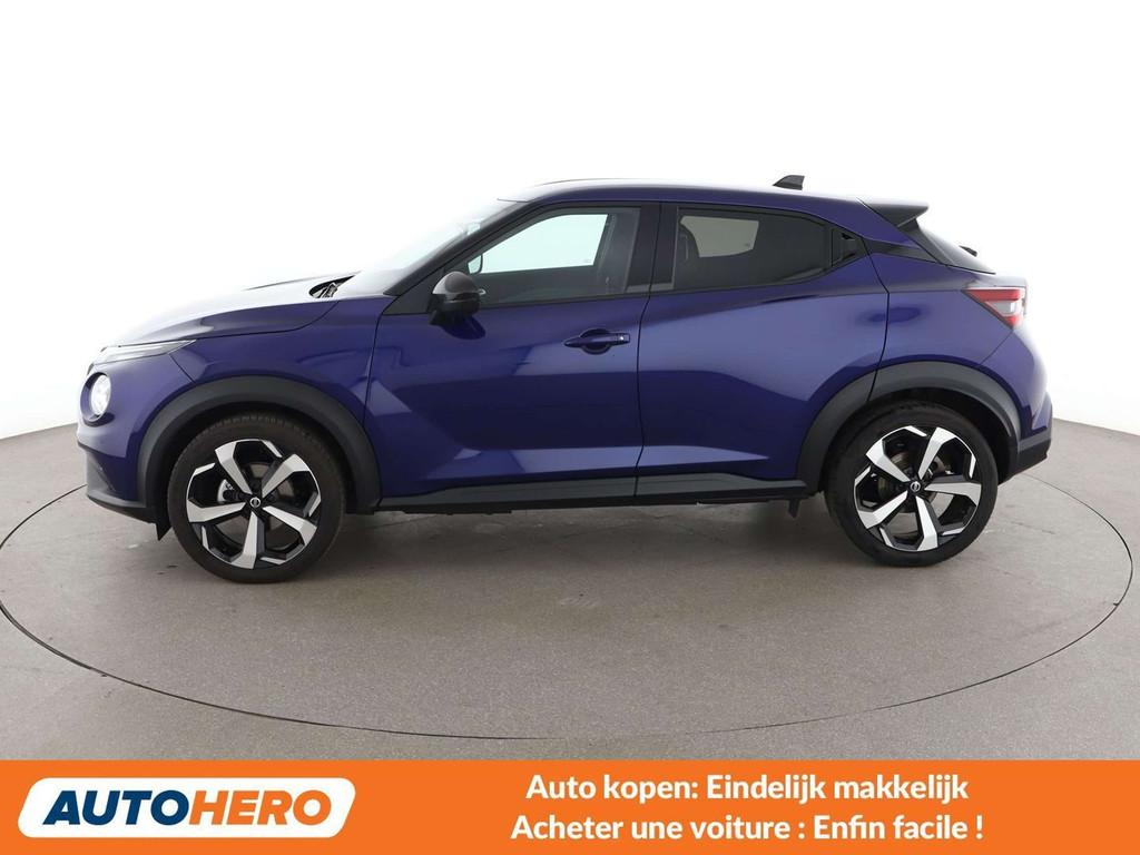 Nissan Juke 1.0 DIG-T Tekna (bj 2021, automaat), Gebruikt, Blauw, Adaptive Cruise Control, 5 zetels