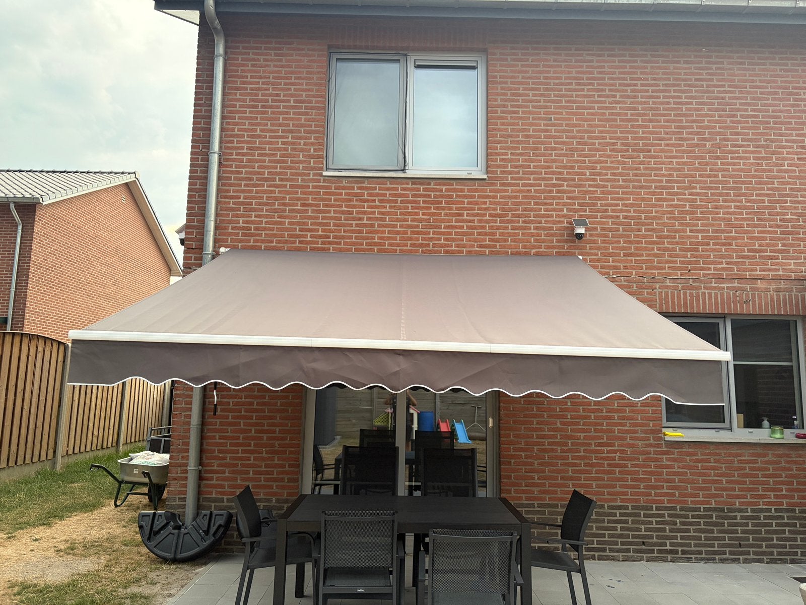Handmatige luifel 3,6 m x 3 m grijs, Ophalen, Zo goed als nieuw, 250 cm tot 450 cm, Knikarmscherm