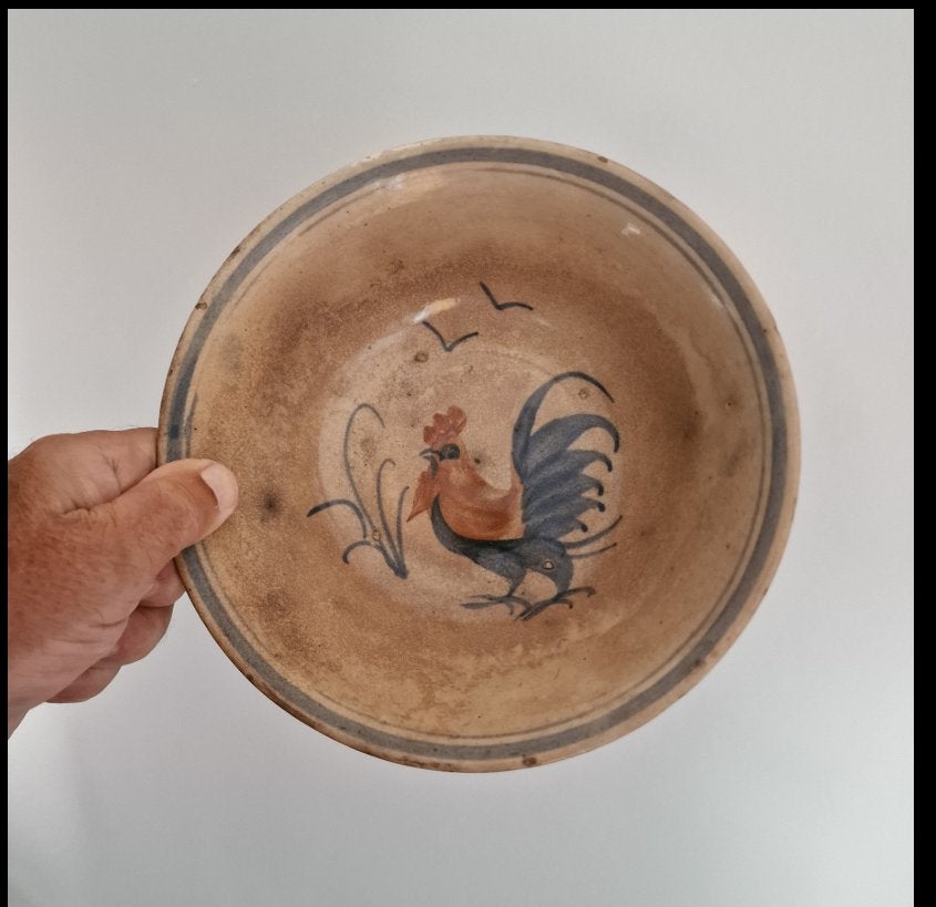 Oud Indo-Chinees Geglazuurde keramiek Kom met Coq-ontwerp), Antiek en Kunst, Antiek | Keramiek en Aardewerk, Ophalen of Verzenden
