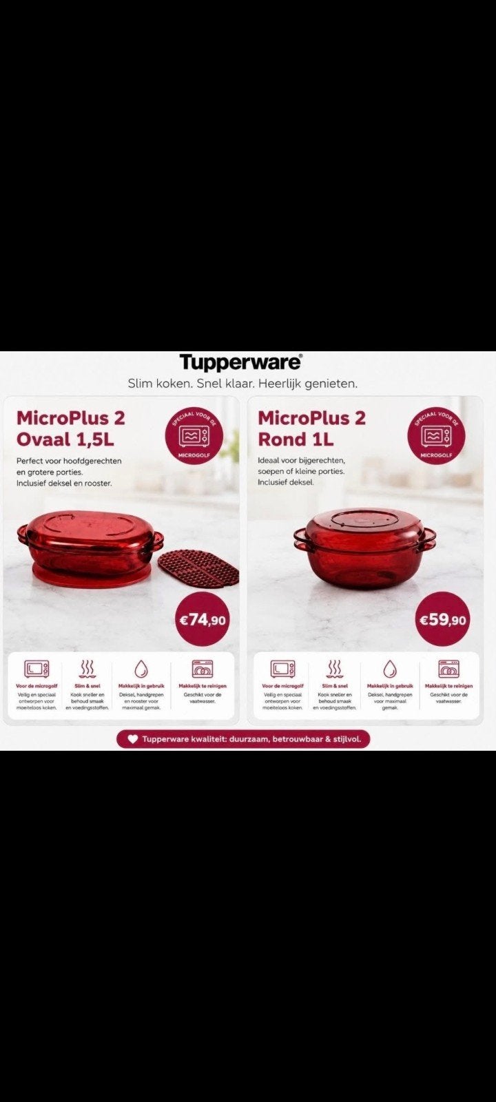 Nieuwe microplus set van tupperware +gratis verzending, Maison & Meubles, Cuisine| Tupperware, Enlèvement ou Envoi, Neuf