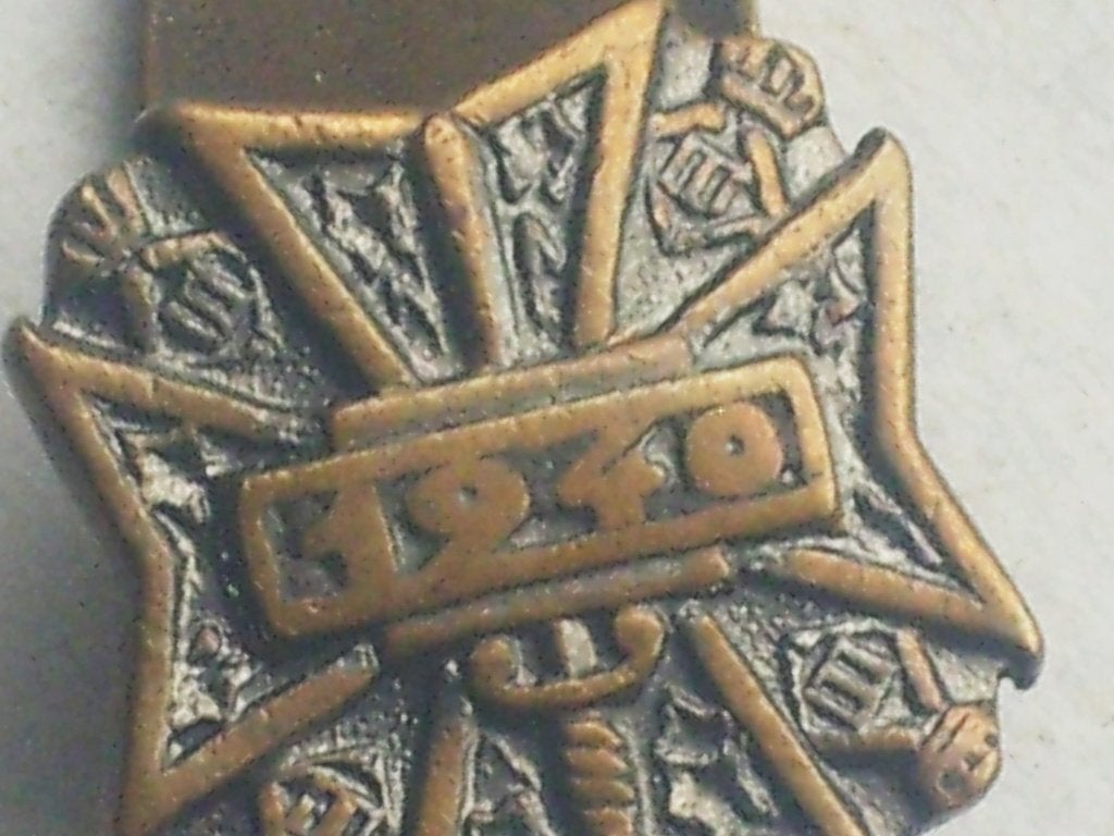 Campagne belge des 18 jours 1940 revers de col Léopoldiste, Enlèvement ou Envoi, Armée de terre, Emblème ou Badge